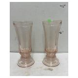 2 Vintage Indiana Glass Pink Vases