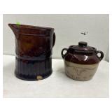 Vintage Stoneware Pottery Pot & Stoneware Glazed