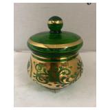 Countess Collection Art Glass Green Candy Dish