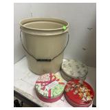 Metal Bucket & Tins Lot