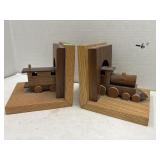 Wooden Train Bookends