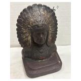 Cast Iron INDIAN CHIEF BUST BOOKEND / DOOR STOP