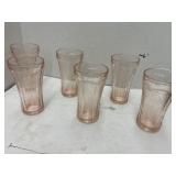 6 cnt Pink Glass Tumblers / Drinking Glasses