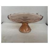 Pink Glass Cake Plate