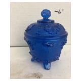 Vintage Glass Cobalt Blue Covered Candy Dish