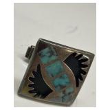 Jewelry - Vntg Inlay Mosaic Cuff Link -