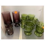 Purple Glass and Green Glasses
