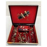 Jewelry box with tie tacks and cuff links