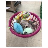 Laundry Basket of Stuffed Animals & Blanket