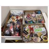 3 Flats of Buttons, Helmets, Peanuts Toys, Misc