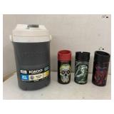 Igloo Beverage Cooler and 3 Glass Cups