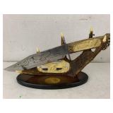 Eagle Knife on Antler Stand