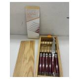 Wolfgang Puck 6-piece steak knife set in a wooden