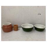 2cnt Hall Pottery Nesting Bowls, Bean Pot and Jar