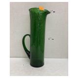 Vntg green crackle glass pitcher (cracked)
