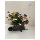 Cast iron wheelbarrow w/flowers