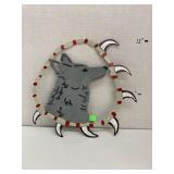 Metal wolf wall hanging