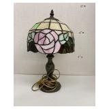 Stained glass rose table lamp