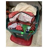 Tote of Christmas decor and misc