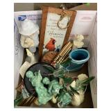 Decor items, chimes, & solar hummingbirds
