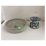 Pottery bowl and butter keeper