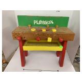 Vntg wooden playskool tool bench