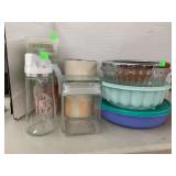 Tupperware, bowls, cups, vase, misc