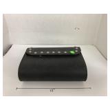 Studded black leather motorcycle tool bag