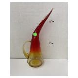 Vntg orange/ yellow crackle glass pitcher