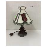 Stained glass rose metal table lamp