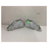 Glass bunny book ends