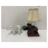 Elephant lamp and figure