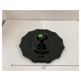 Vntg L.E. Smith Black Amethyst glass tidbit tray