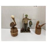 Fisherman photo figure and pelican figures