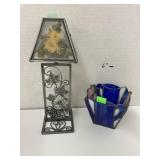 Stained glass & wildflower tea candle holders