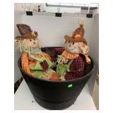 Planter and 2 scarecrow decor