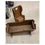 Wooden Chair and Cradle