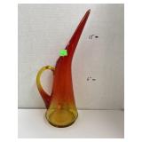 Vntg Kanawha Amberina glass pitcher/vase