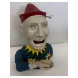 Vintage Cast Iron Humpty Dumpty Clown Coin Bank -