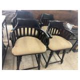 4 Wooden Swivel Bar Stools