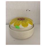 Ceramic jar w/ flower lid (some chips)