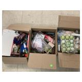 3- boxes of craft materials, measuring items,