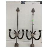 Arrow/horseshoe wall candle holders