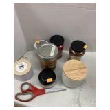 Candles, scissors, & candle holder