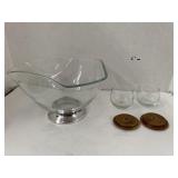 Glass Bowl, 2 Dishes, 2 wooden lids?