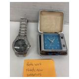 Fossil Watch & Vintage Travel Alarm m Clock -