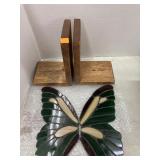 Stained glass butterfly bookends