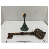 Cast iron key and bell decor