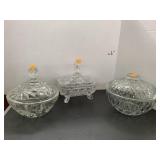 3cnt Glass Dishes with Lids