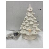 Ceramic Xmas tree (unfinished), cord, & light
